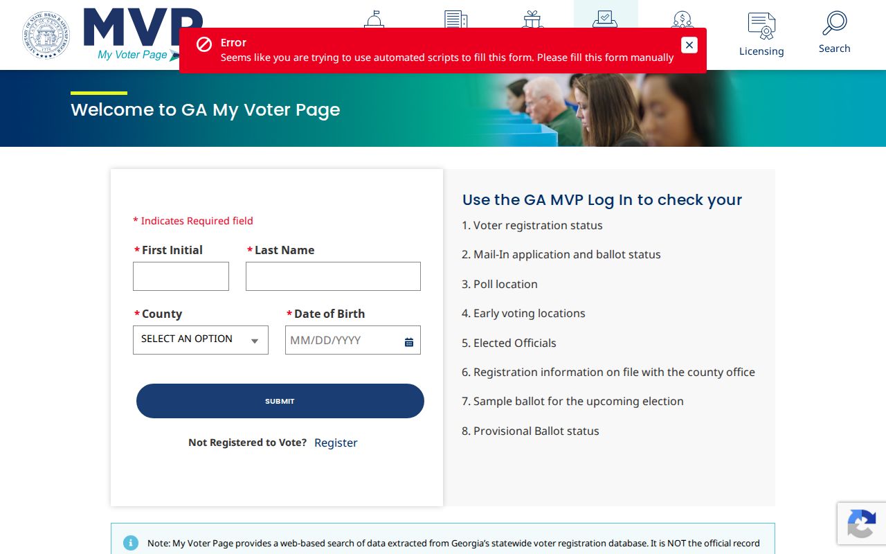 Gwinnett County voter registration lookup on Georgia My Voter Page